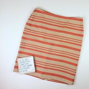 Talbots Orange Striped Linen Blend Skirt Lined 10P